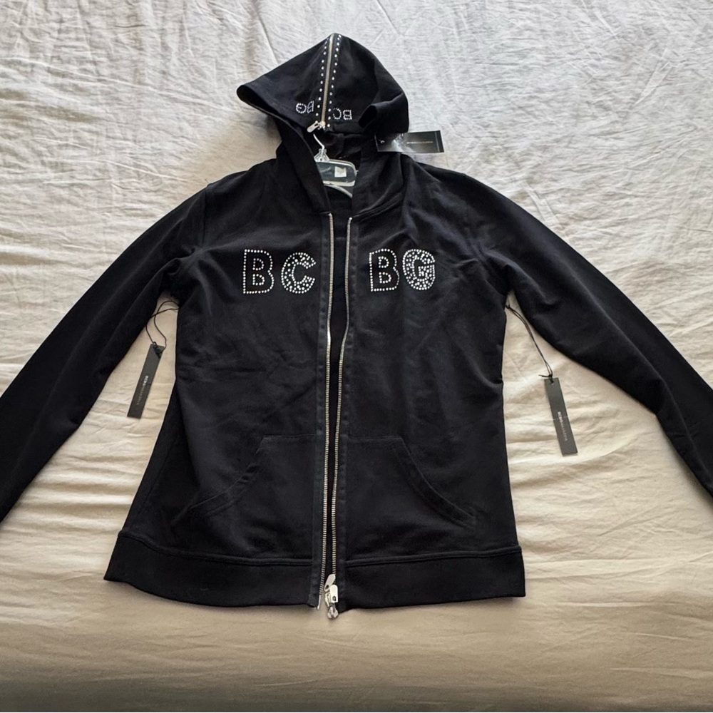 BCBG Black Rhinestone Hoodie